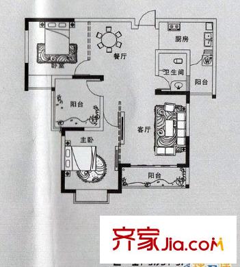 廣西工人醫(yī)院宿舍區(qū)戶型圖600x600 2室2廳1衛(wèi)1廚