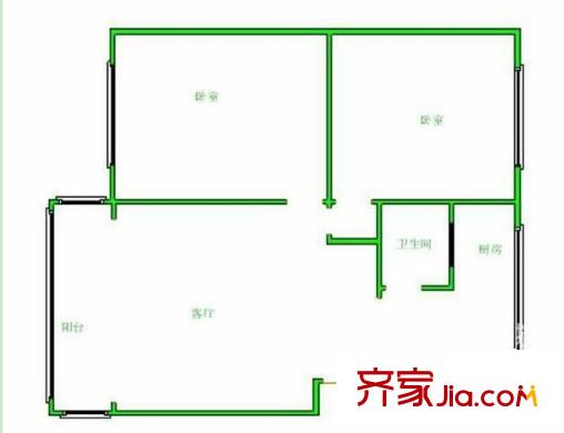 廣西建機(jī)公司第二生活區(qū)戶型圖2 2室2廳1衛(wèi)1廚