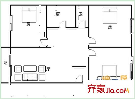 廣西建機公司第二生活區(qū)戶型圖3 3室2廳1衛(wèi)1廚