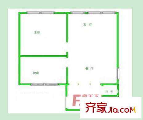 河堤路航道管理局宿舍戶型圖3 2室2廳1衛(wèi)1廚