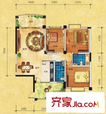 天昌凱悅國際16棟Db1戶型 3室2廳2衛(wèi)1廚