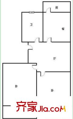鯉灣路國(guó)稅宿舍戶型圖11 2室2廳1衛(wèi)1廚