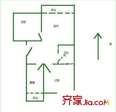 鯉灣路國(guó)稅宿舍戶型圖13 2室2廳1衛(wèi)1廚