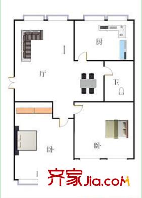 鯉灣路國(guó)稅宿舍戶型圖12 2室2廳1衛(wèi)1廚