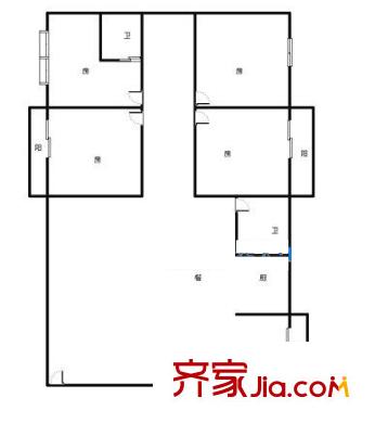 舊區(qū)防疫站宿舍戶型圖1 4室2廳2衛(wèi)1廚