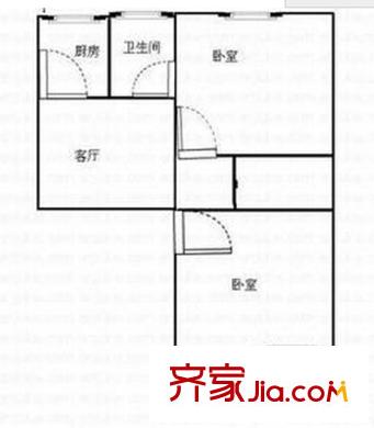 舊區(qū)防疫站宿舍戶型圖4 2室1廳2衛(wèi)1廚