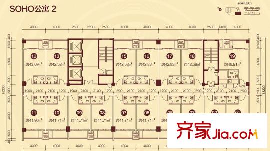 昌泰東盟園A區(qū)SOHO公寓2戶型 1室1衛(wèi)1廚