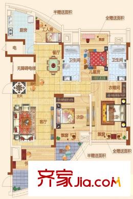 云星?錢隆天下12#樓02戶型 3室2廳2衛(wèi)1廚