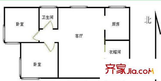 北際路構(gòu)建宿舍戶型圖2 2室2廳1衛(wèi)1廚
