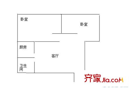 北湖北路單位房戶型圖3 2室1廳1衛(wèi)1廚