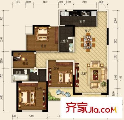德利AICC(東盟國(guó)際文化廣場(chǎng))118平方米三房?jī)蓮d兩衛(wèi)一陽臺(tái) 3室2廳2衛(wèi)1廚