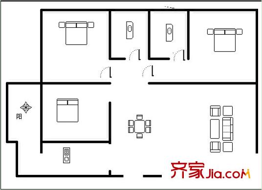 高院生活區(qū)戶型圖15 3室2廳2衛(wèi)1廚