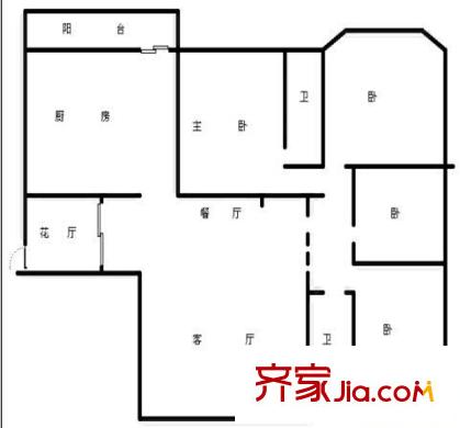 高院生活區(qū)戶型圖11 4室2廳2衛(wèi)1廚