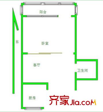 廣西廣達集團住宅小區(qū)戶型圖3 1室1廳1衛(wèi)1廚