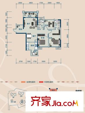 云星錢隆御景4#樓1單元06號房E戶型 3室2廳2衛(wèi)1廚