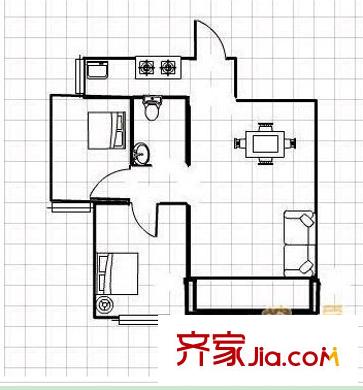 南寧市綠化工程宿舍戶型圖4 2室2廳1衛(wèi)1廚