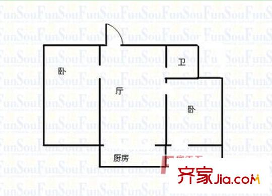 市勞動(dòng)局宿舍戶型圖2 2室2廳1衛(wèi)1廚