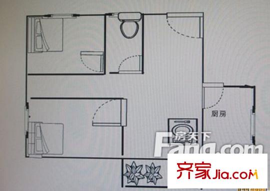 鴻達(dá)大廈戶型圖2 2室1廳1衛(wèi)1廚