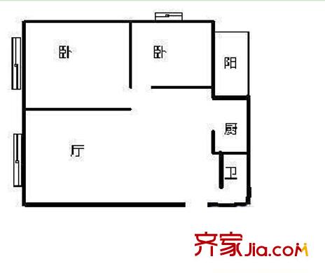 河堤路航道管理局宿舍戶型圖2 2室2廳1衛(wèi)1廚