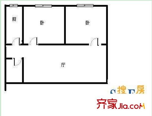 廣西區(qū)婦幼保健院生活區(qū)戶型圖3 2室2廳1衛(wèi)1廚