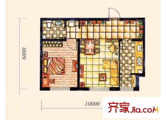 金象四區(qū)戶型圖1室1廳1衛(wèi) 