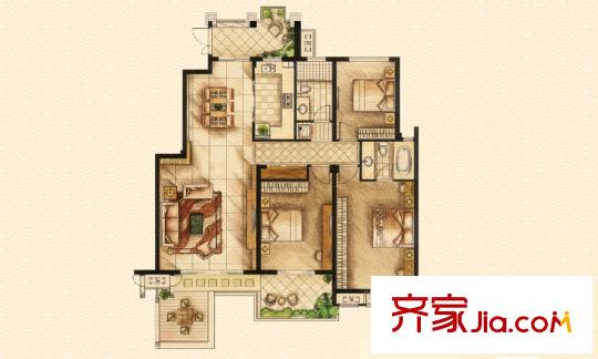 金象四區(qū)戶型圖3室2廳 