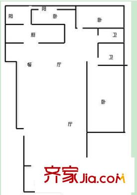 高院生活區(qū)戶型圖12 3室2廳2衛(wèi)1廚