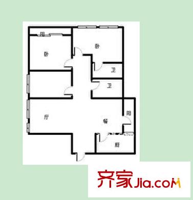 高院生活區(qū)戶型圖13 3室2廳2衛(wèi)1廚
