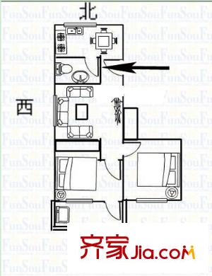 廣西廣達(dá)集團(tuán)住宅小區(qū)戶型圖2 2室1廳1衛(wèi)1廚
