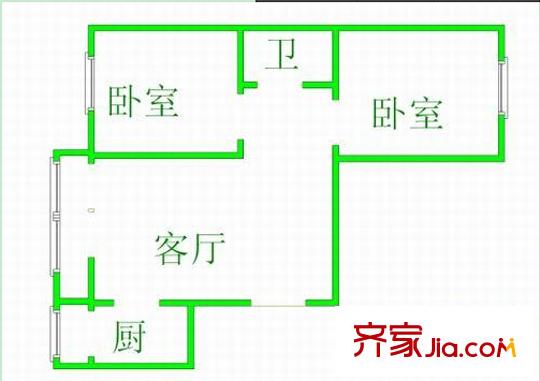 廣西廣達(dá)集團(tuán)住宅小區(qū)戶型圖1 2室2廳1衛(wèi)1廚