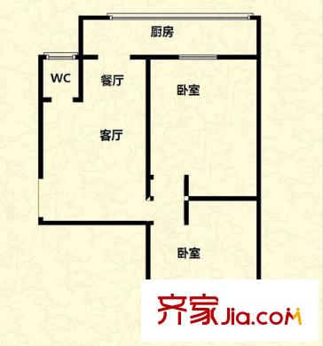 公安廳廣園路宿舍戶型圖3 2室2廳1衛(wèi)1廚