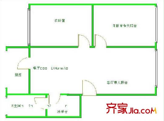 公安廳廣園路宿舍戶型圖2 2室2廳1衛(wèi)1廚