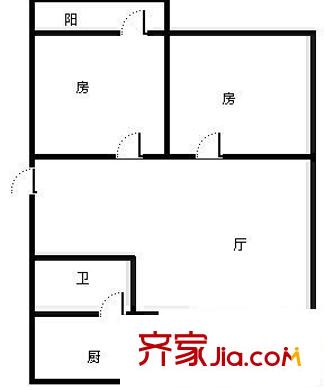 區(qū)供銷社宿舍 2室 戶型圖