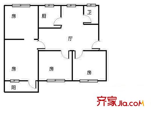 區(qū)供銷社宿舍 4室 戶型圖