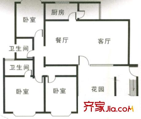 青秀花園戶型圖3室2廳2衛(wèi)1廚