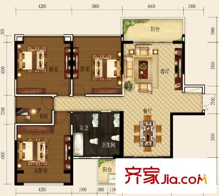 德利AICC(東盟國際文化廣場)138平方米三房兩廳兩衛(wèi) 3室2廳2衛(wèi)1廚