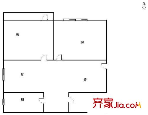 北湖路西三里單位房 2室 戶型圖