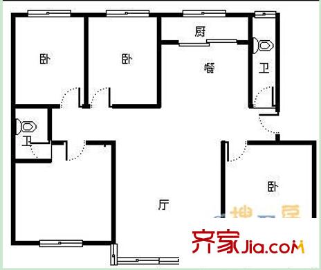 審計廳宿舍戶型圖4 4室2廳2衛(wèi)1廚