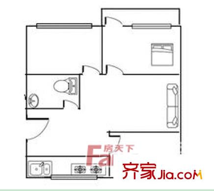 桂泰進(jìn)出口公司宿舍戶型圖5 2室2廳1衛(wèi)1廚