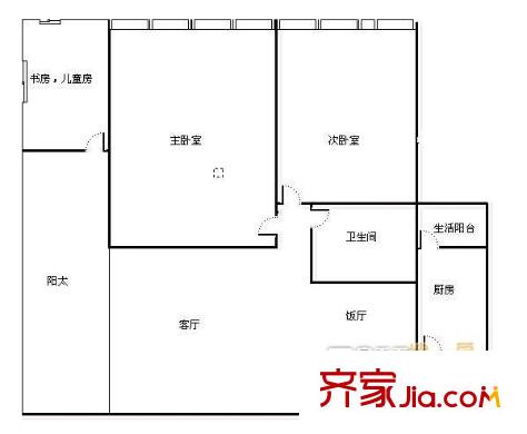 花卉公園生活區(qū)戶型圖5 2室2廳1衛(wèi)1廚