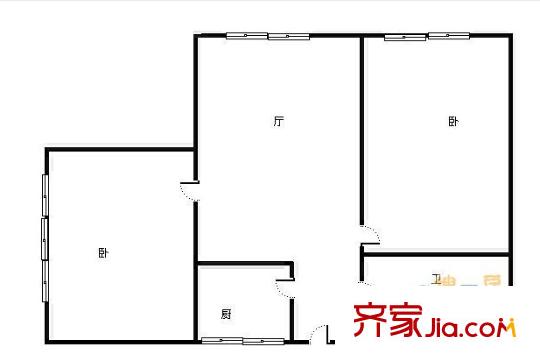 花卉公園生活區(qū)戶型圖1 2室2廳1衛(wèi)1廚