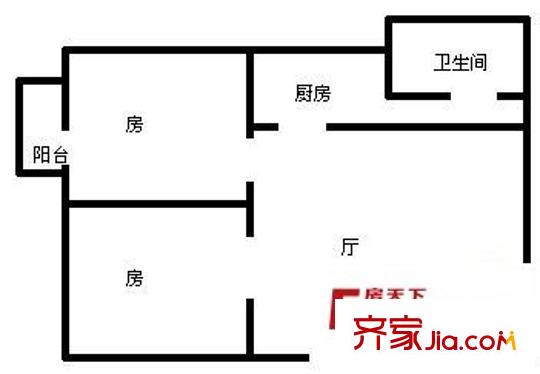 衡秀里單位房 2室 戶型圖