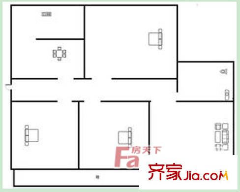 桂泰進(jìn)出口公司宿舍戶型圖2 3室2廳1衛(wèi)1廚