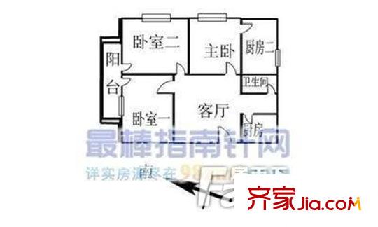 廣西醫(yī)療器械有限公司宿舍戶型圖三房一廳一衛(wèi) 3室1廳1衛(wèi)1廚