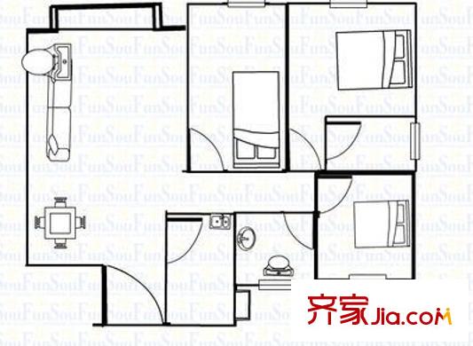 廣西區(qū)婦幼保健院生活區(qū)戶型圖4 3室2廳1衛(wèi)1廚