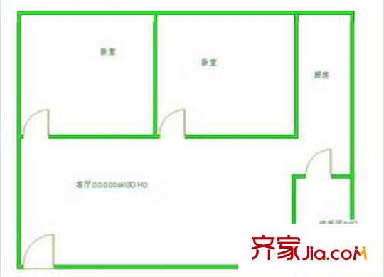 公安廳廣園路宿舍戶型圖1 2室2廳1衛(wèi)1廚
