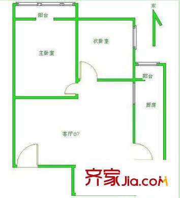 公安廳廣園路宿舍戶型圖4 2室2廳1衛(wèi)1廚