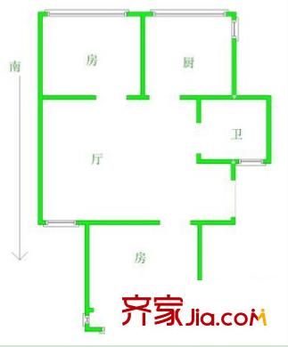 公安廳廣園路宿舍戶型圖5 2室2廳1衛(wèi)1廚