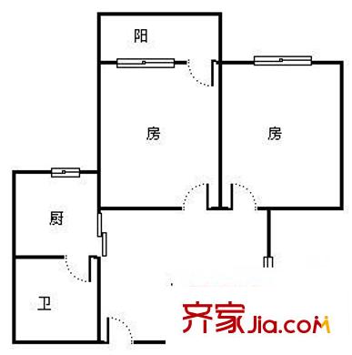 區(qū)供銷社宿舍 2室 戶型圖