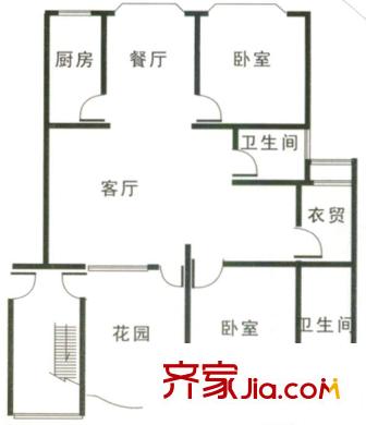 青秀花園戶型圖2室2廳2衛(wèi)